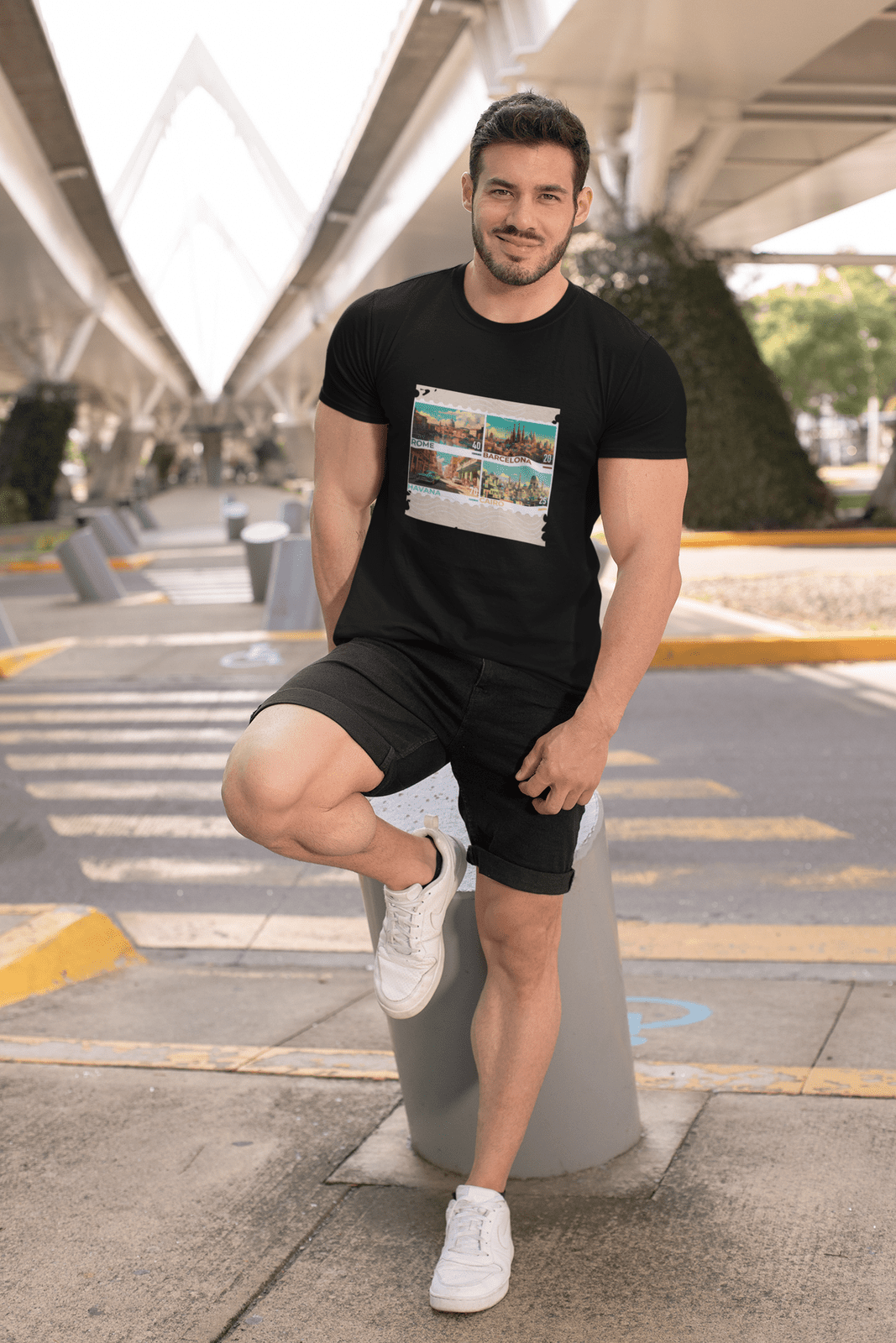 Men's Passport Stamp Round Neck T-Shirt - Kiseki Apparels