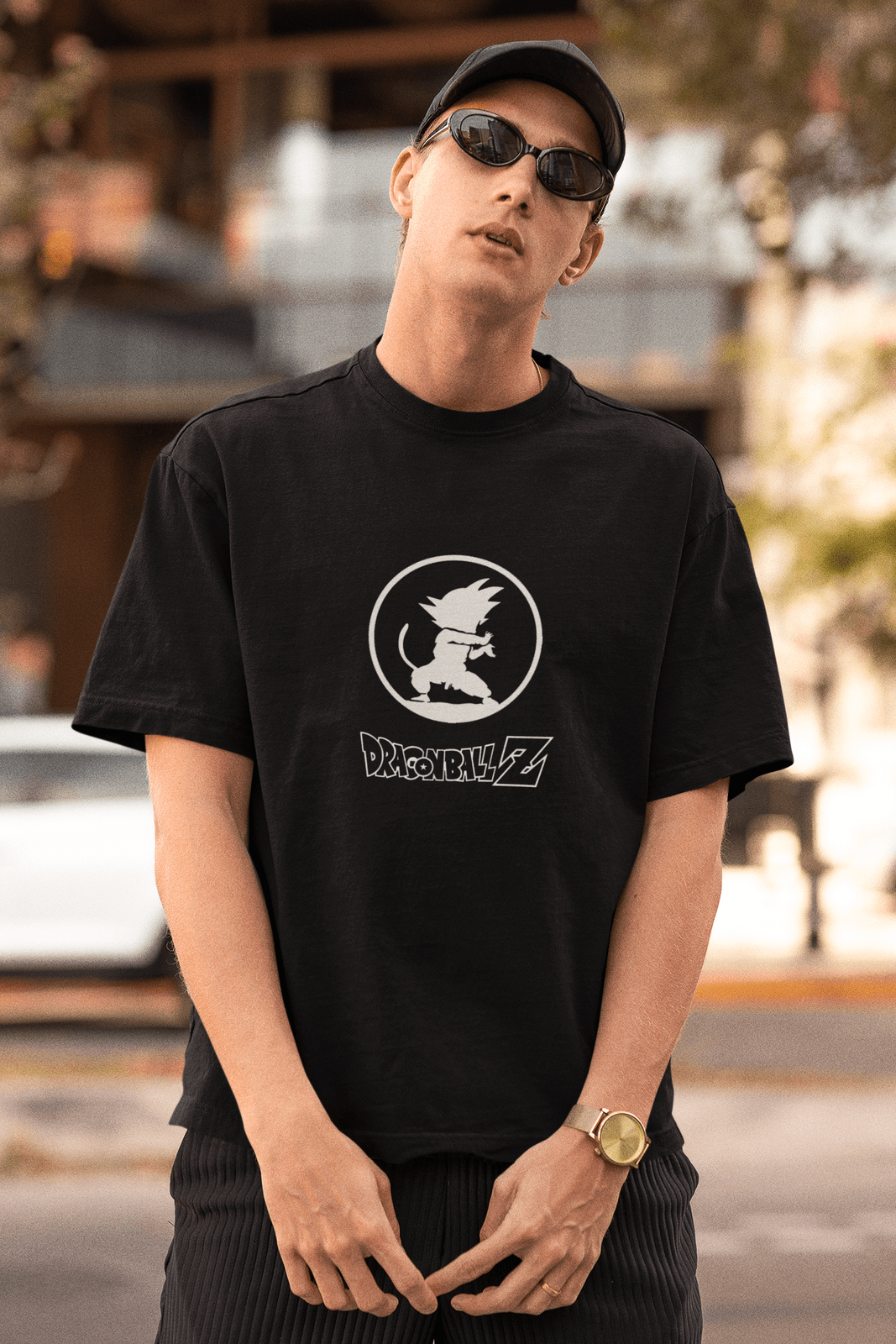 Men's B&W Dragon Ball Z Oversized T-Shirt