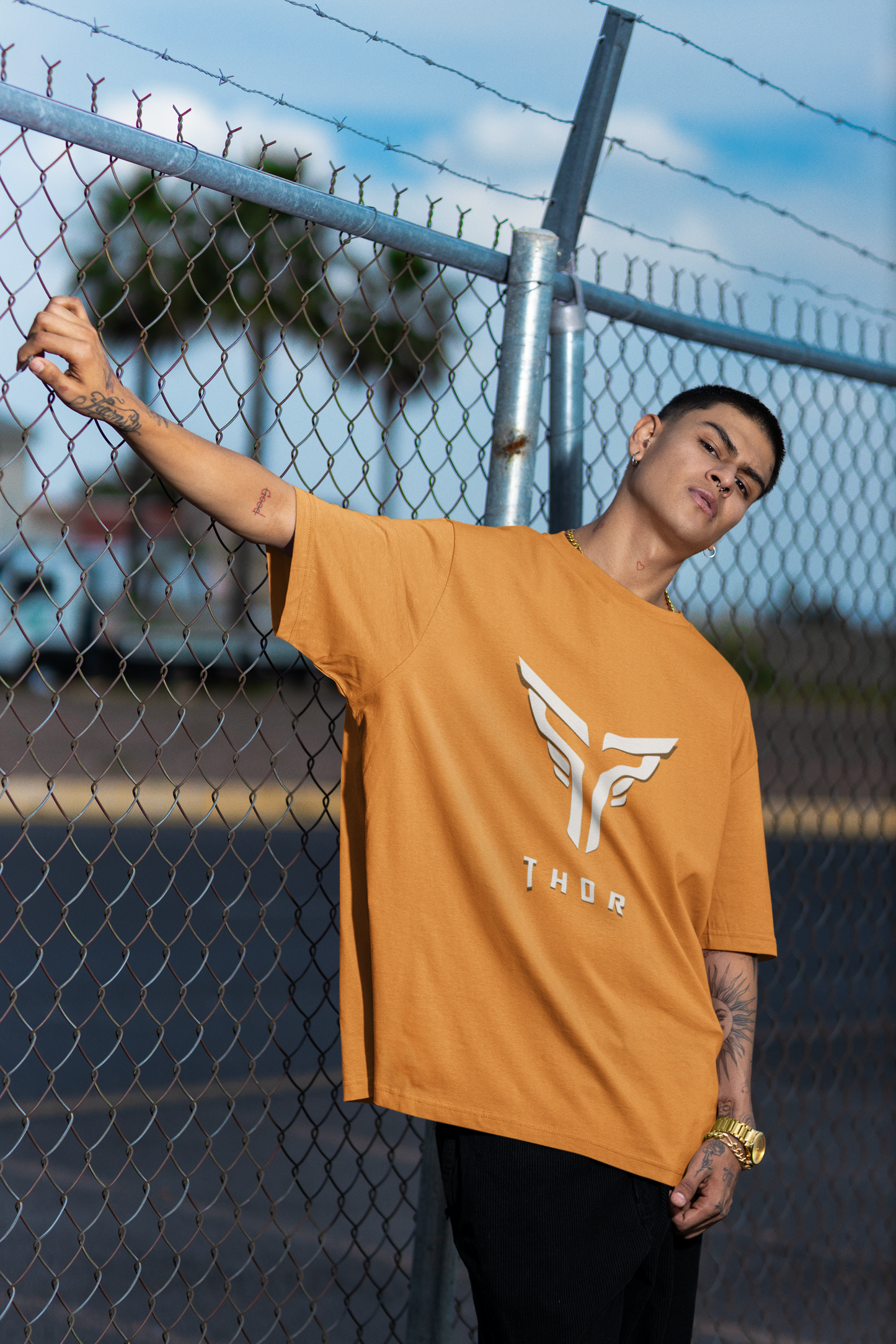 Men's Thunder God Oversized Tee: Channel Your Inner Lightning