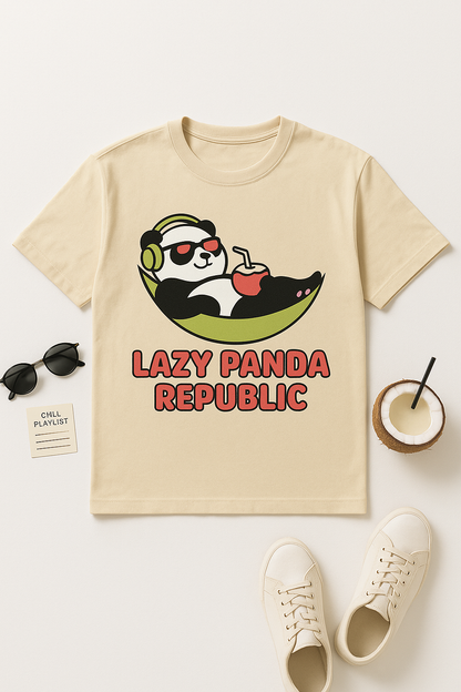 Women's Classic Round Neck Lazy Panda T-Shirt
