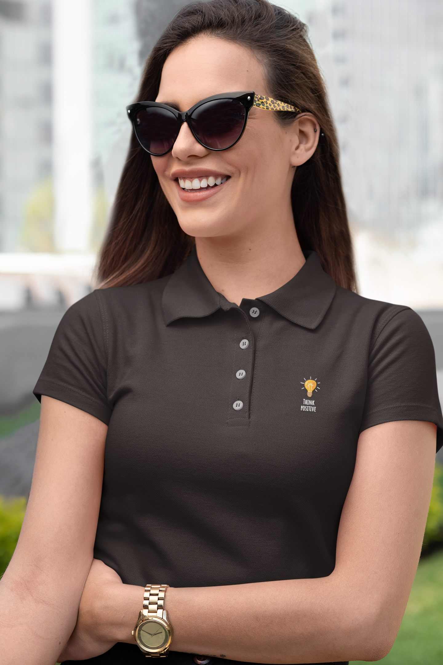 Women's Think Positive Polo T-Shirt - Kiseki Apparels