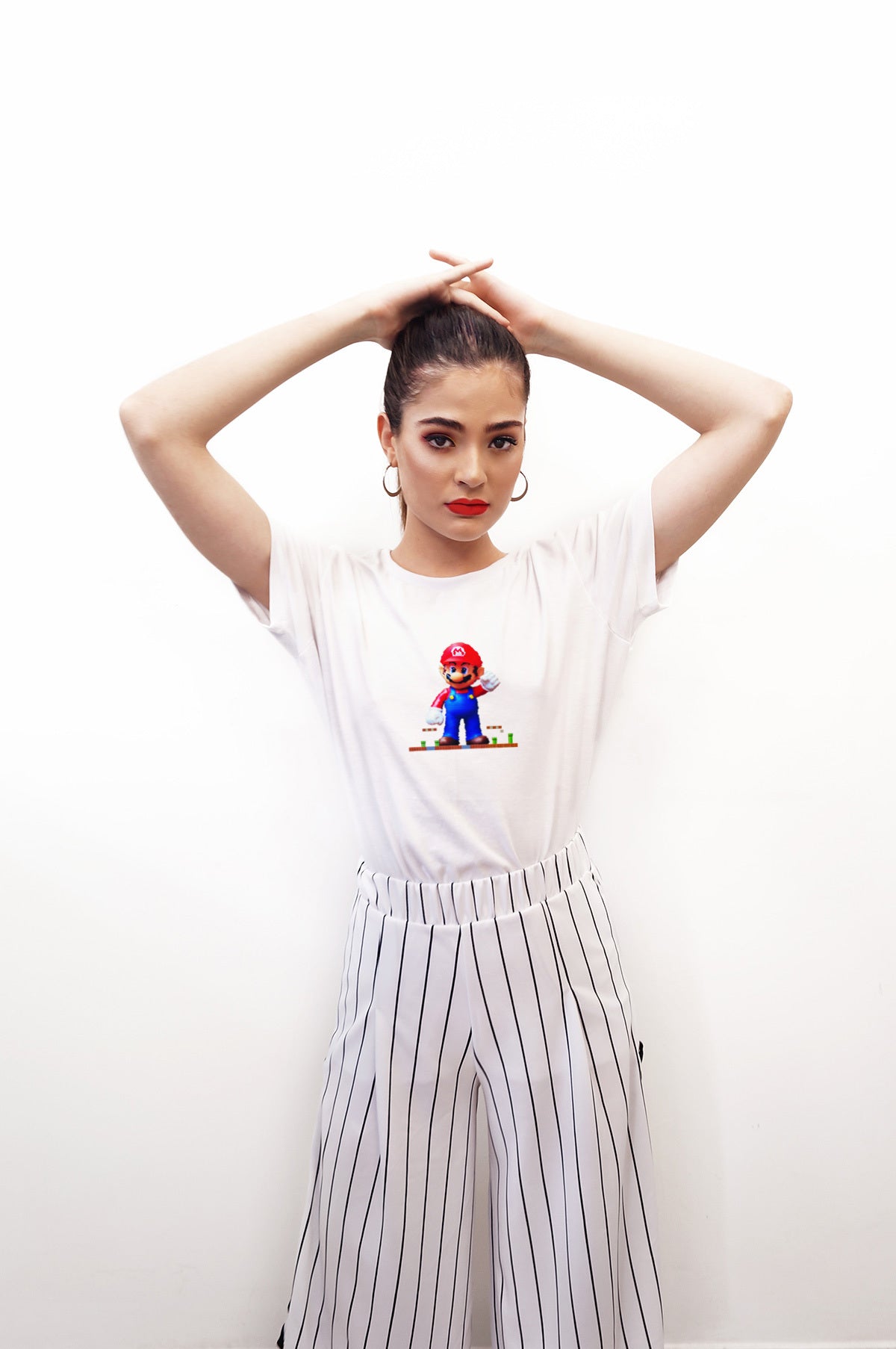 Retro Super Mario Women's Round Neck T-Shirt - Kiseki Apparels