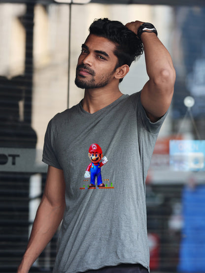 Retro Super Mario Men's Round Neck T-Shirt - Kiseki Apparels