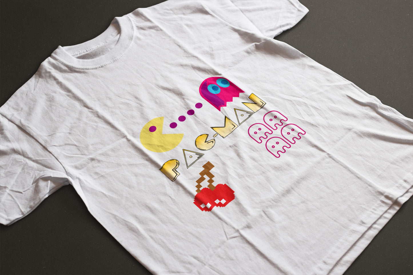 Retro PacMan Men's Round Neck TShirt - Kiseki Apparels